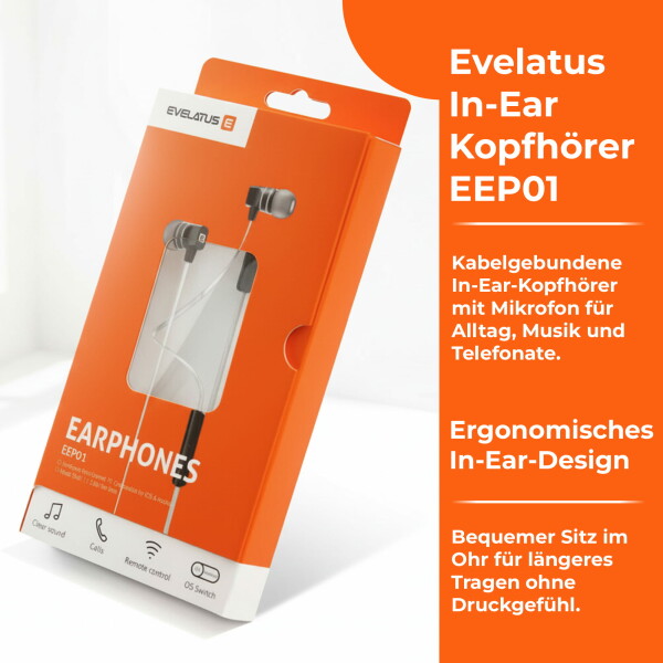 Evelatus EEP01 Kabelgebundene Headset / In-Ear-Kopfhörer mit Mikrofon – Schwarz