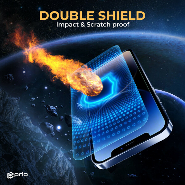 prio Shock Proof Tempered Glass for iPhone 16 Plus/15 Plus/15 Pro Max clear