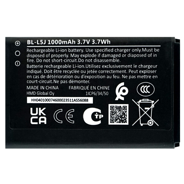 Batería BL-L5J de 1000 mAh para Nokia 105 (2023)