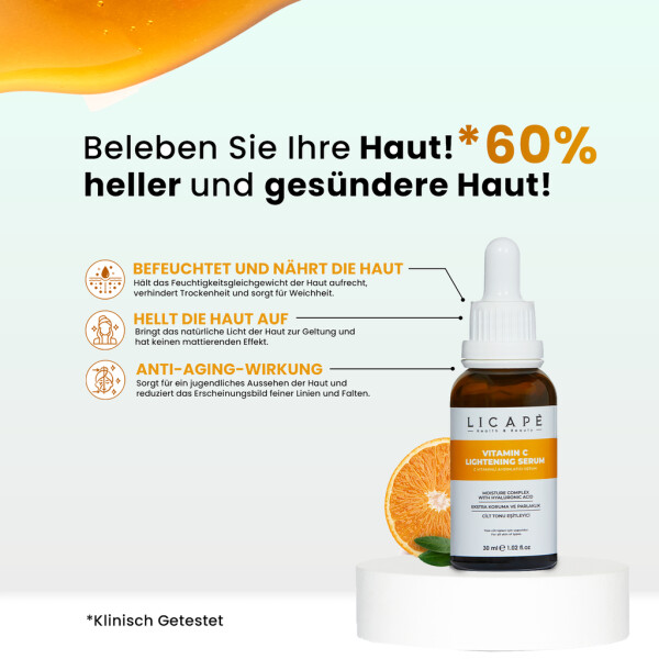 Licape® Vitamin C Serum Face | 30ml | High-dose hyaluronic serum