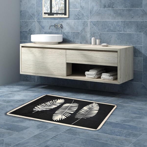 Miqna 2 parçalı kaymaz banyo paspası Set , yıkanabilir (60x100 ve 50x60 cm)