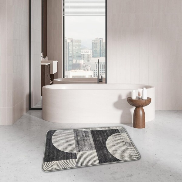 Miqna 2-piece non-slip bath mat Set , washable (60x100 &amp;amp; 50x60 cm)