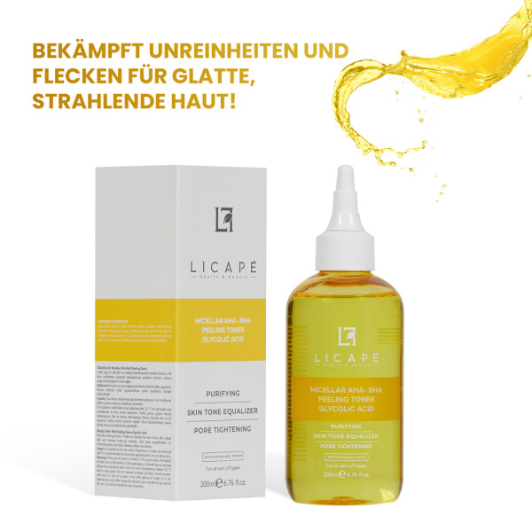 Licape® Glycolic Acid Facial Toner | 200 ml | Aha Bha Peeling