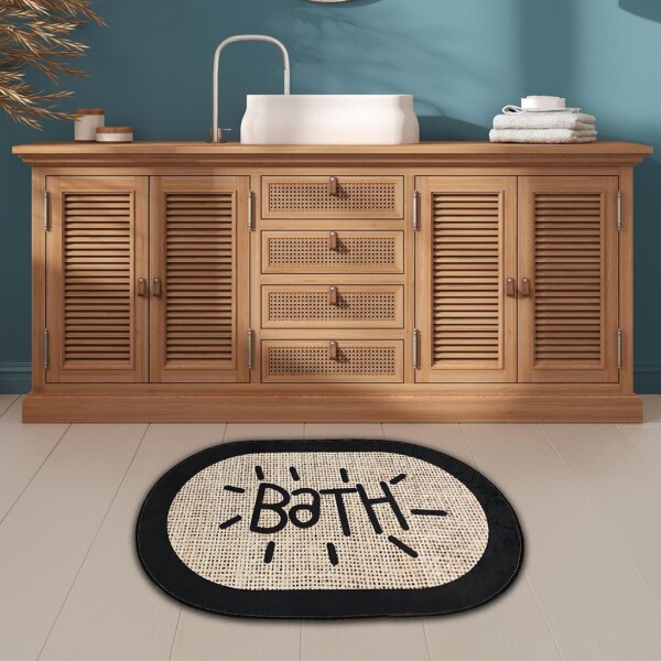 Miqna 2-piece non-slip bath mat Set , washable (60x100 &amp;amp; 50x60 cm)