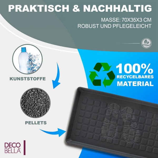 DECOBELLA 2 Piece Shoe Drainer | Shoe Tray Grey | 70x35x3 cm Shoe Tray