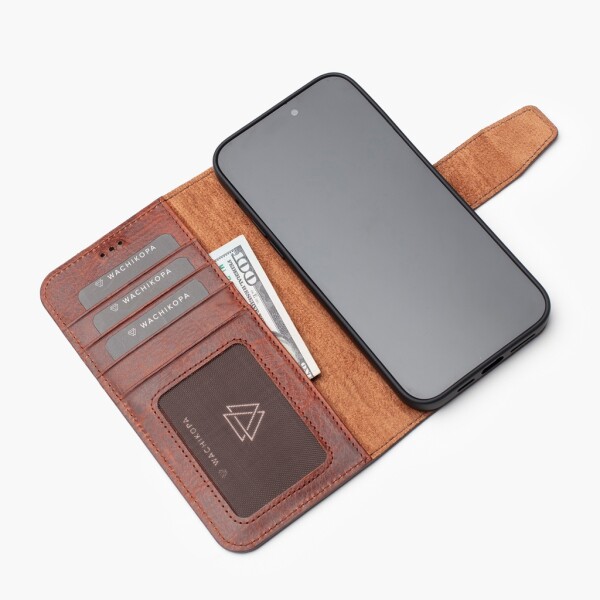 Wachikopa Leather Case for iPhone 13 Pro Card Slot &amp;amp; Stand Function