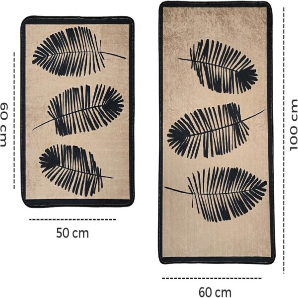 Miqna 2-piece non-slip bath mat Set , washable (60x100 &amp;amp; 50x60 cm)