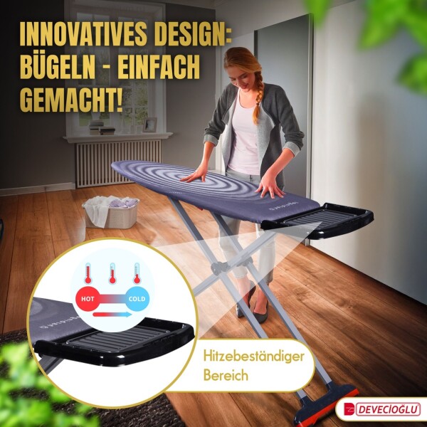 Ironing board 46x127 cm, height-adjustable, non-slip, for steam ironing station, Ironing Board