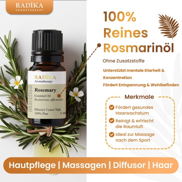 Rosemary oil, essential oil, 100% pure, organic, natural, 10 ml