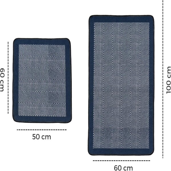 Miqna 2-piece non-slip bath mat Set , washable (60x100 &amp;amp; 50x60 cm)