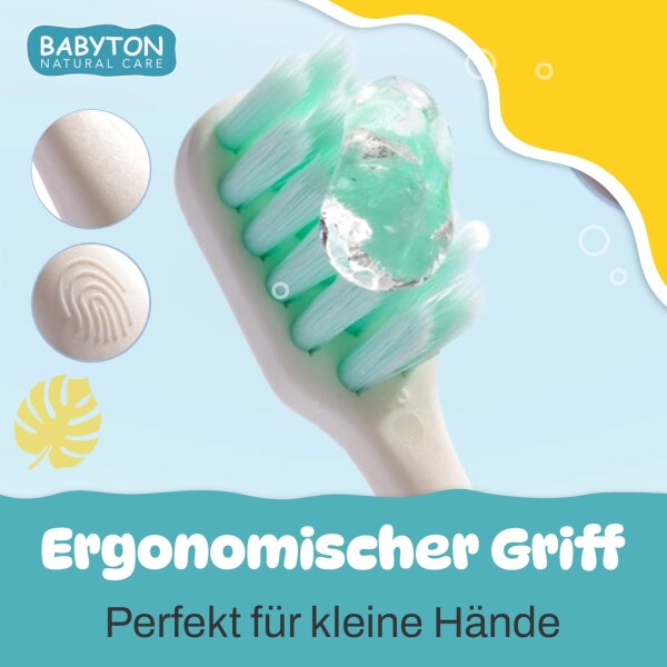 Babyton organic toothbrush made from corn, soft & environmentally friendly, ergonomic handle