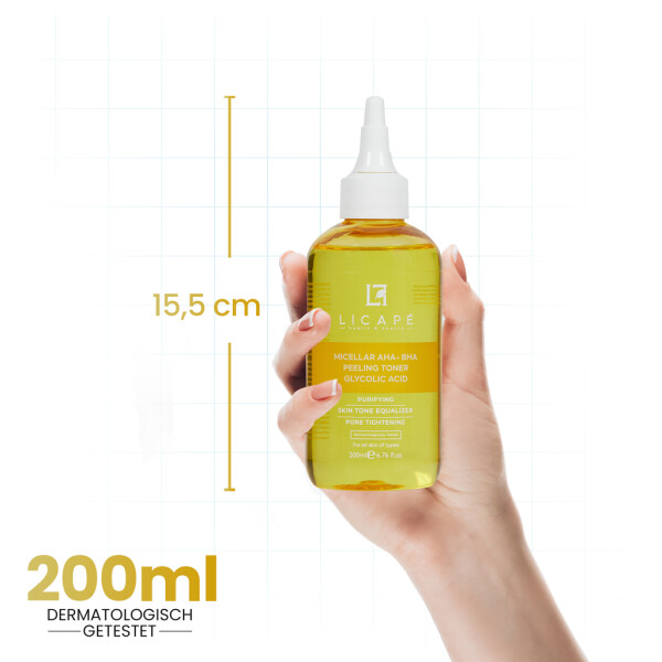 Licape® Glycolic Acid Facial Toner | 200 ml | Aha Bha Peeling