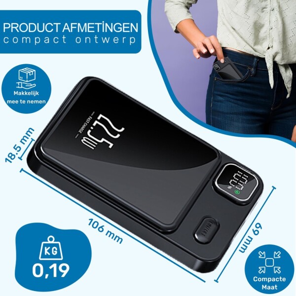 UFUZON Ishiva Magnetic Wireless Power Bank 5000 mAh, 22.5W USB-C