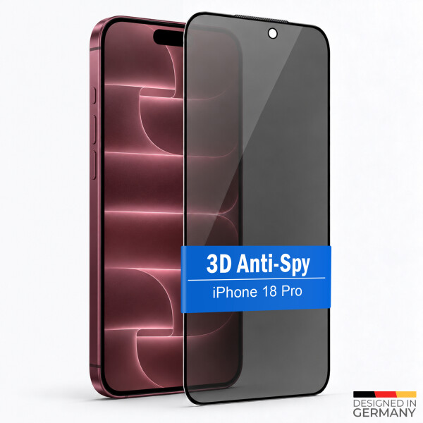 prio 3D Anti-Spionage-Schutzglas für iPhone 18 Pro, schwarz | Panzerglas Displayschutzglas