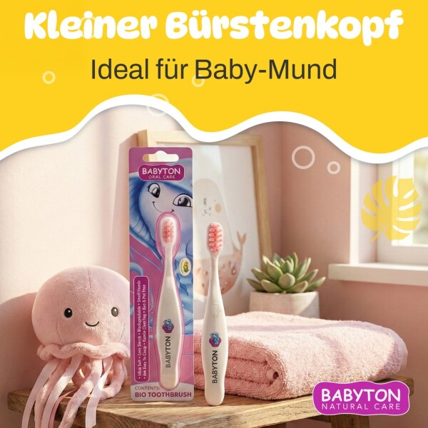 Babyton organic toothbrush made from corn, soft & environmentally friendly, ergonomic handle
