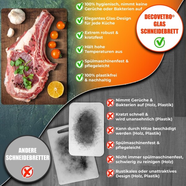 Decovetro Glass Cutting Board | 40x30cm | Glass Cutting Board | Easy to clean