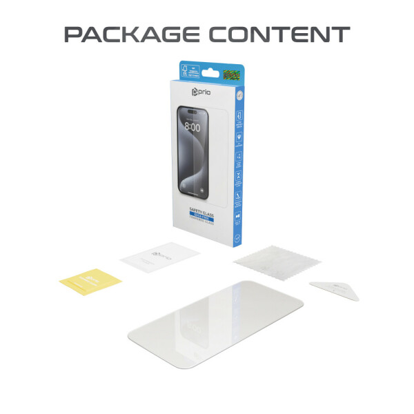 prio Tempered Glass Screen Protector for iPhone 16e clear
