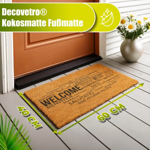 Decovetro® Coconut Mat Doormat | 40x60 cm | 100% natural coconut fibers