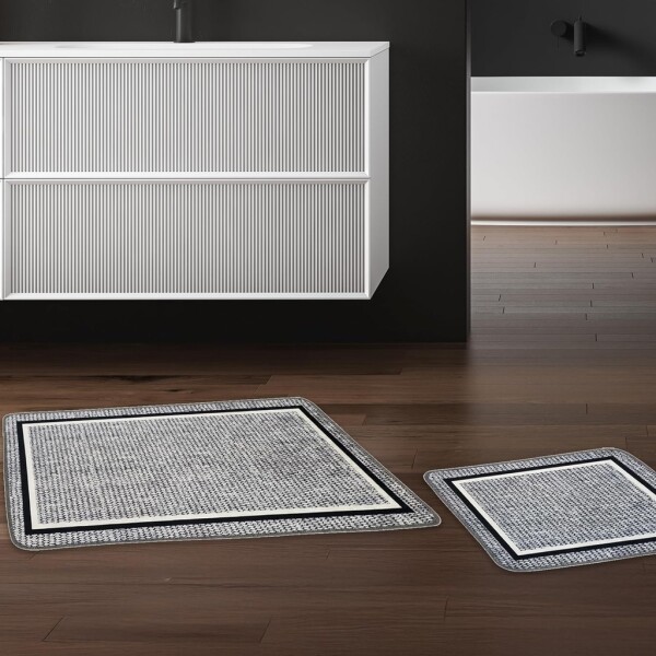Set de tapis de bain antidérapants Miqna, 2 pièces, lavables (60x100 et 50x60 cm)