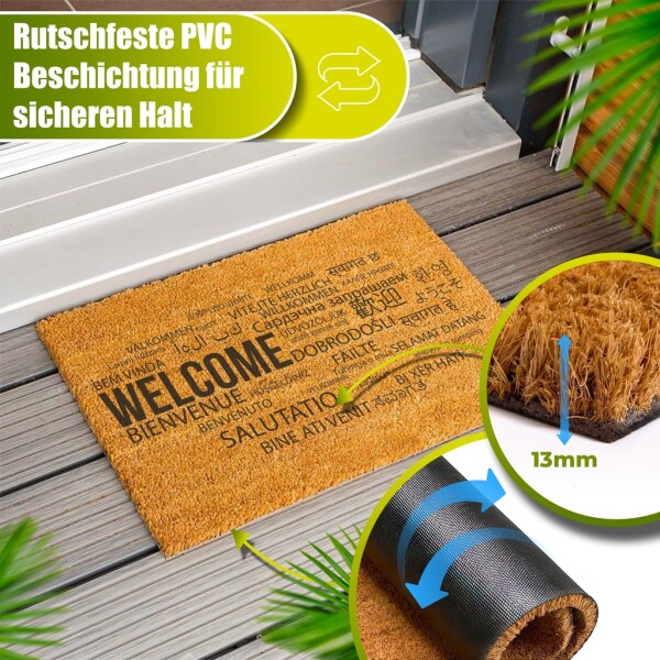 Decovetro® Coconut Mat Doormat | 40x60 cm | 100% natural coconut fibers
