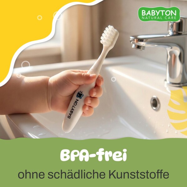 Babyton organic toothbrush made from corn, soft & environmentally friendly, ergonomic handle