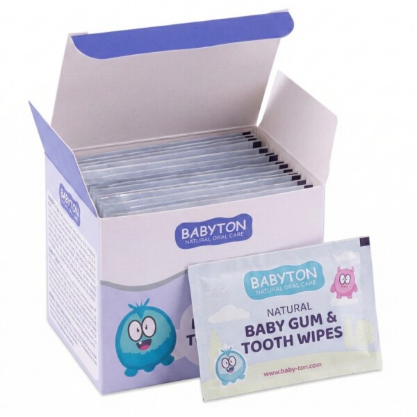 Babyton Baby Tooth & Gum Wipes 25 count, Fluoride-free, Xylitol, Individually wrapped