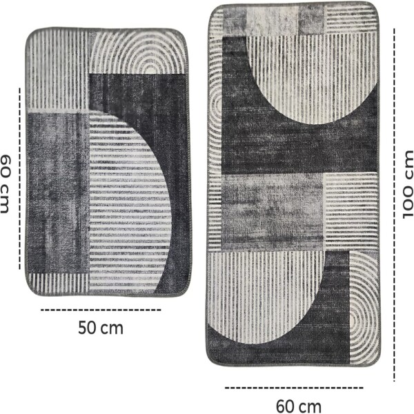 Miqna 2-piece non-slip bath mat Set , washable (60x100 &amp;amp; 50x60 cm)