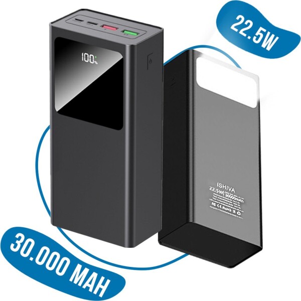 UFUZON Ishiva Power Bank 30000mAh, 22.5W Fast Charge QC 3.0 USB-C