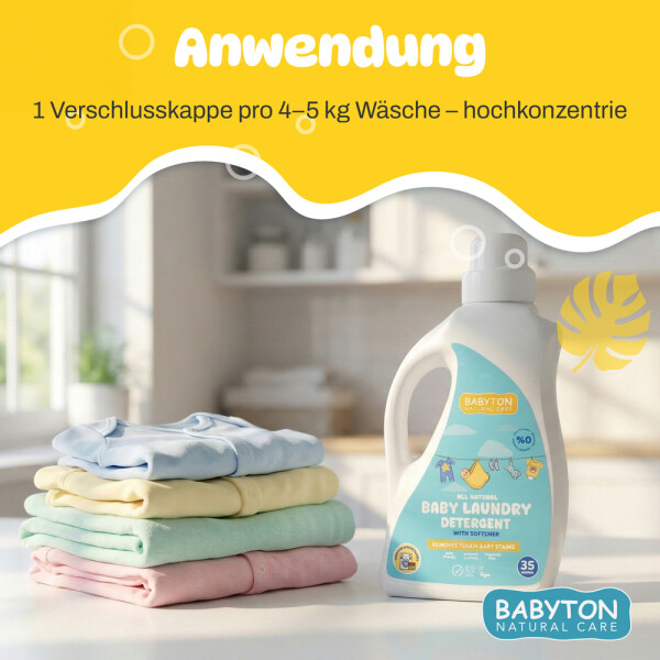 Babyton Baby Laundry Detergent 1000ml | gentle, liquid, 35 washes, safe for babies