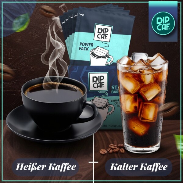Pacote com 5 sachês de café Dipcaf® Power Coffee | Café filtrado intenso – Conjunto para presente de 50g