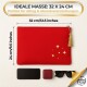 Women's toiletry bag, cosmetic bag, red, gold patterned, 32 x 24 cm