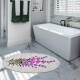 Miqna 2-piece bath mat Set , lavender motif, oval, 60x100cm &amp;amp; 50x60cm