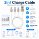 Prio 3v1 Micro USB &amp; USB C &amp; Lightning to USB A kabel 3A 2m bílý