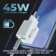 Chargeur secteur GaN 45 W Prio PD PPS (USB-C) + QC 3.0 (USB-A) blanc