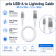 prio Charge & Sync USB A to Lightning Cable MFi certified 1.2m white