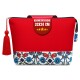 Women's toiletry bag, cosmetic bag, red, ethnic pattern, 32x24 cm