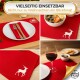 Christmas placemats, Set of 4 red gold reindeer embroidery, washable 45x35 cm