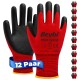 Beybi | 12 pairs of work gloves - polyester, nitrile 1/2 coated, non-slip